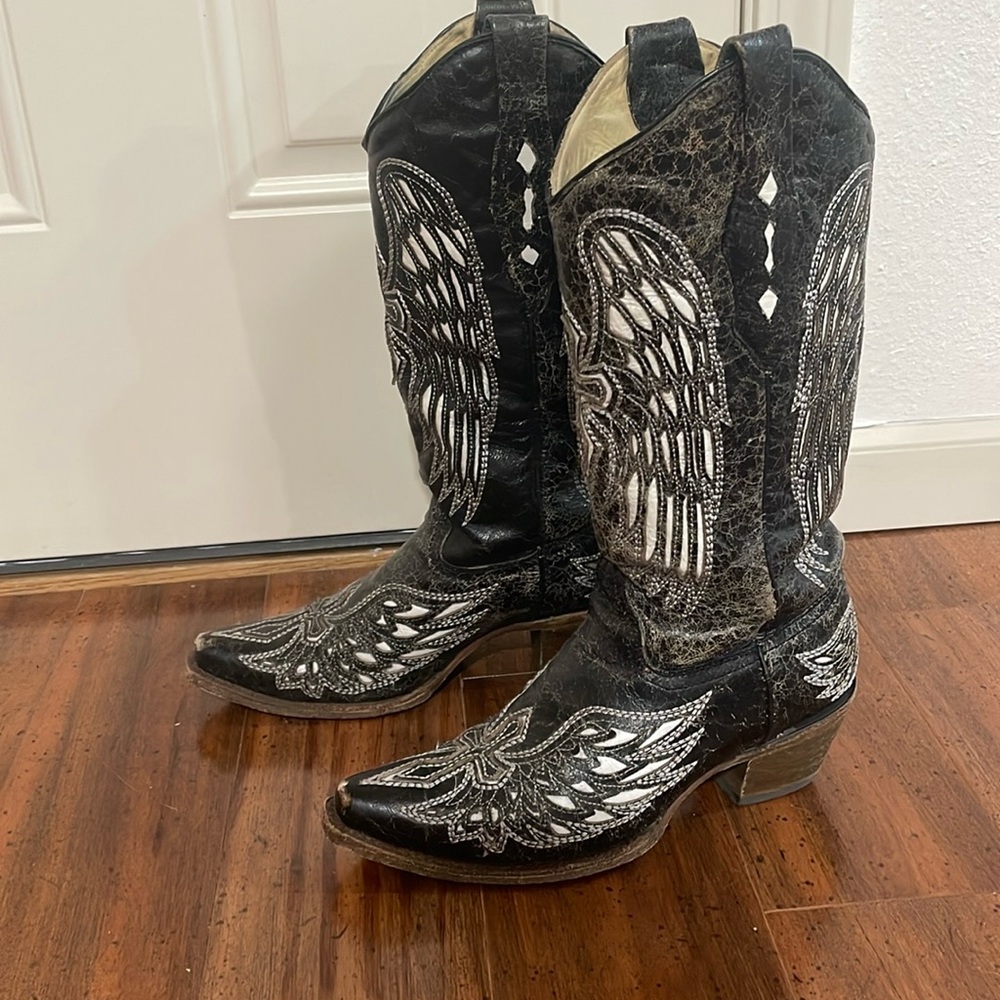 Women’s Corral Snip Toe Black Cowgirl Boots